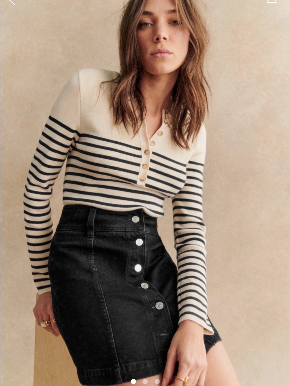Sézane Savine Black denim skirt - Picture 1 of 8
